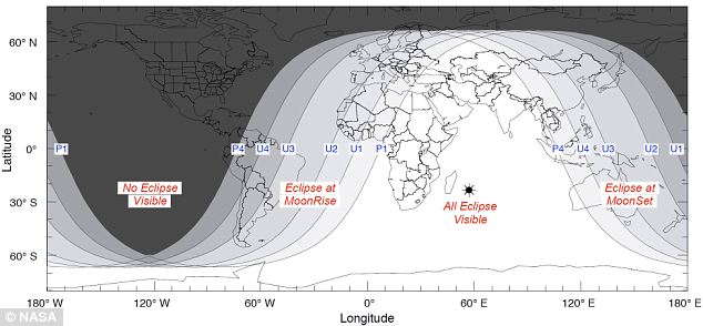 This graph shows when the total lunar eclipse was visible on Earth